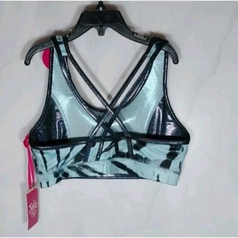 Justice Girls XL 16/18 Reversible Bralette Blue Tie Dye Sparkle Strappy Dance